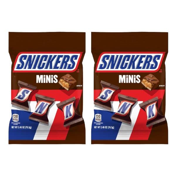 Product image of Snickers Minis Chocolate Bar Roasted Peanuts Nougat Caramel and Milk Chocolate Candy Bag 2.48 oz 2.48 oz